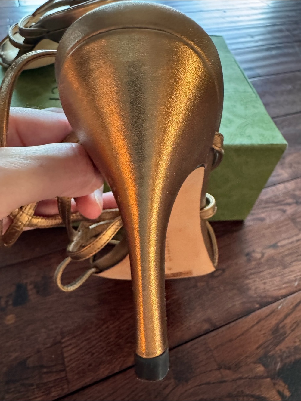 Banana Republic Metallic Bronze Leather Strappy Heels Size 8 Special Occasion - Picture 6 of 7